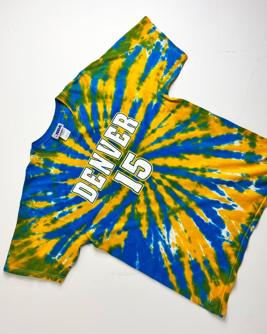 NBA Denver Blue & Yellow Tie-Dye 15 Anthony T-Shirt  - Large