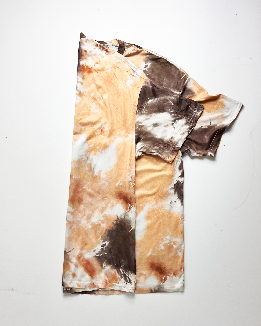 Peach & Brown Tie-Dye Honey Slogan Oversized T-Shirt - Large