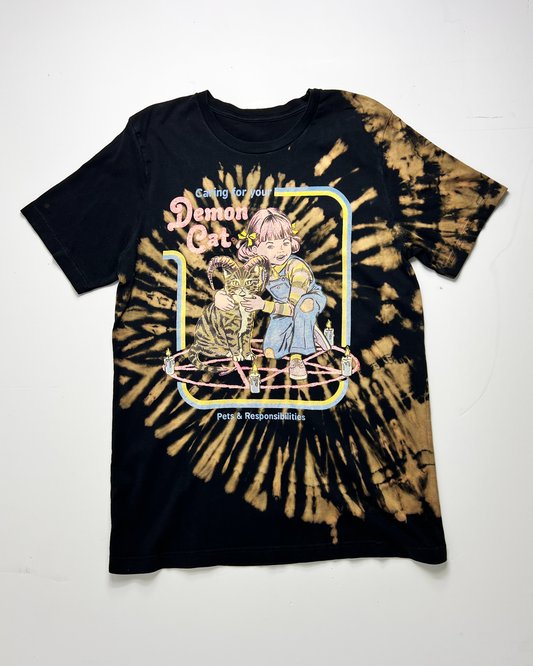 Steven Rhodes Caring For Your Demon Cat Graphic Tie-Dye T-Shirt - Medium