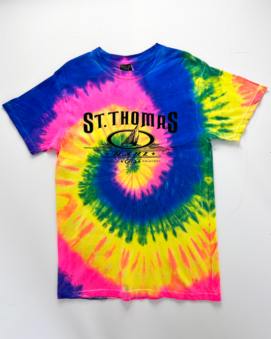 St Thomas Destination Tie-Dye Neon T-Shirt - Small
