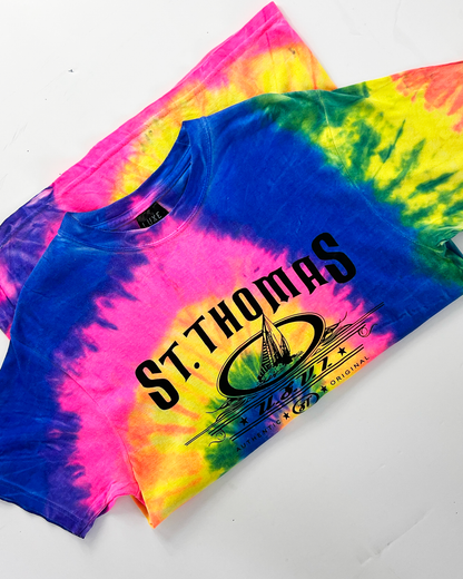 St Thomas Destination Tie-Dye Neon T-Shirt - Small