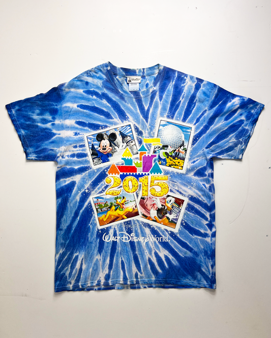 2015 Walt Disney World Blue Tie-Dye T-Shirt - Large