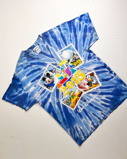 2015 Walt Disney World Blue Tie-Dye T-Shirt - Large