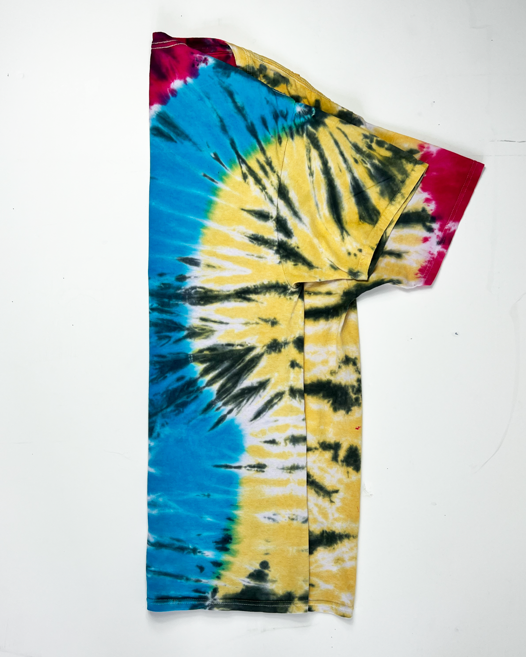 1990s Blue Pink & Yellow Tie-Dye T-Shirt - Large