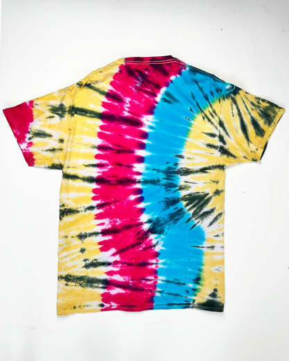 1990s Blue Pink & Yellow Tie-Dye T-Shirt - Large