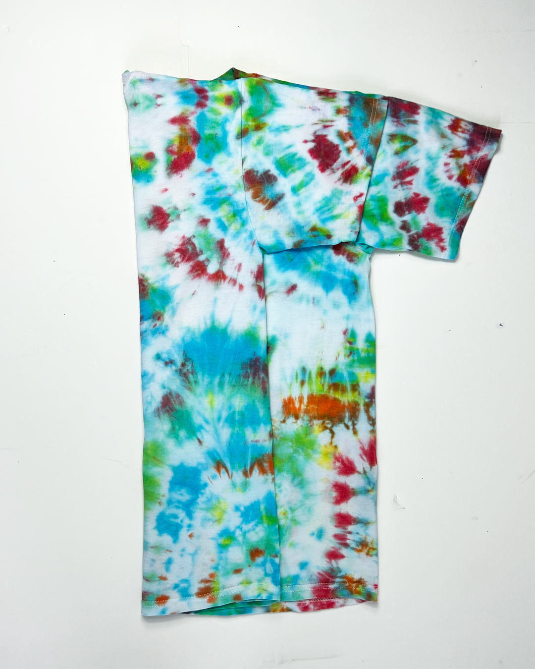 1990s Blue, Lime & Berry Plain Tie-Dye T-Shirt - Small