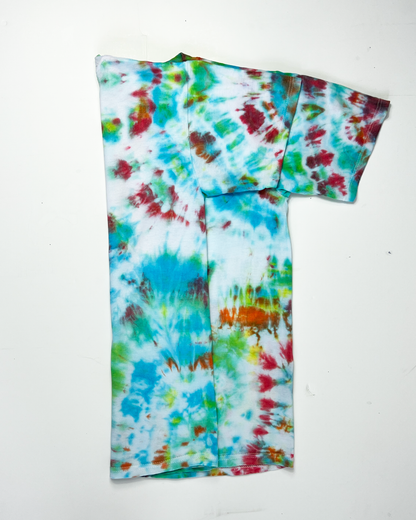 1990s Blue, Lime & Berry Plain Tie-Dye T-Shirt - Small