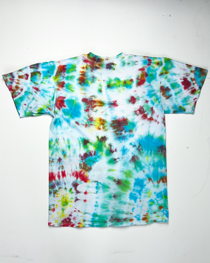 1990s Blue, Lime & Berry Plain Tie-Dye T-Shirt - Small