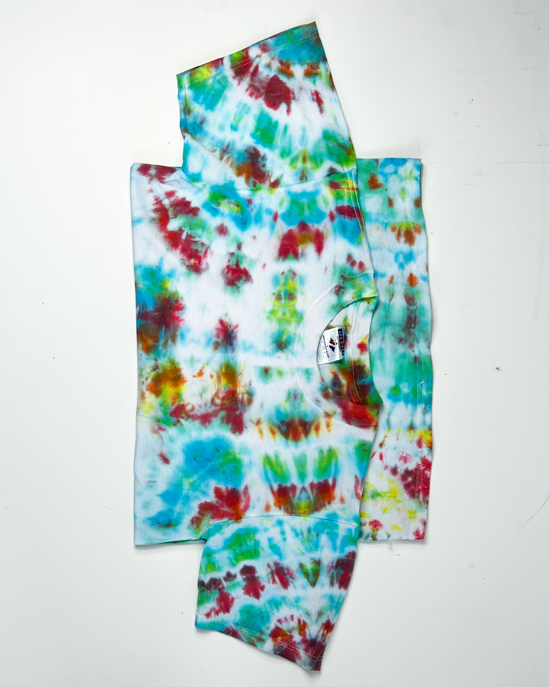 1990s Blue, Lime & Berry Plain Tie-Dye T-Shirt - Small