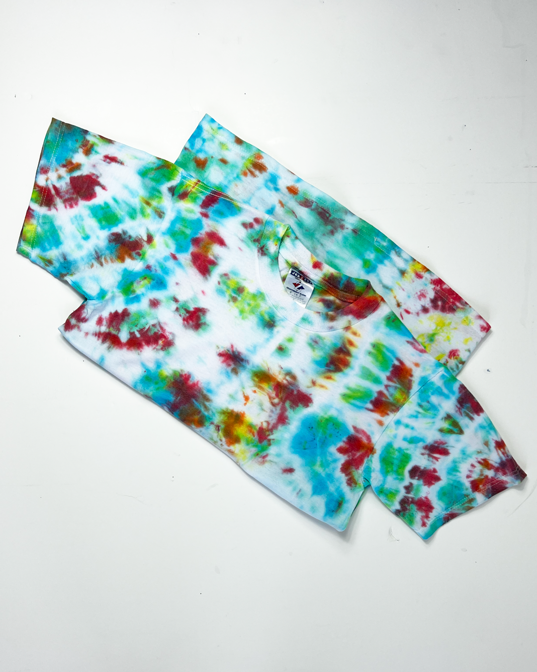 1990s Blue, Lime & Berry Plain Tie-Dye T-Shirt - Small