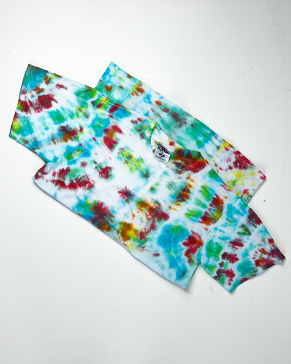 1990s Blue, Lime & Berry Plain Tie-Dye T-Shirt - Small