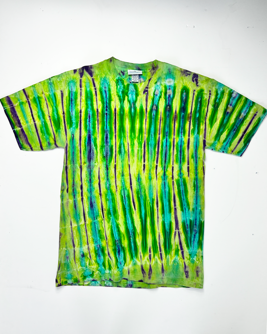 Vertical Neon & Purple Tie-Dye Vintage T-Shirt - Large