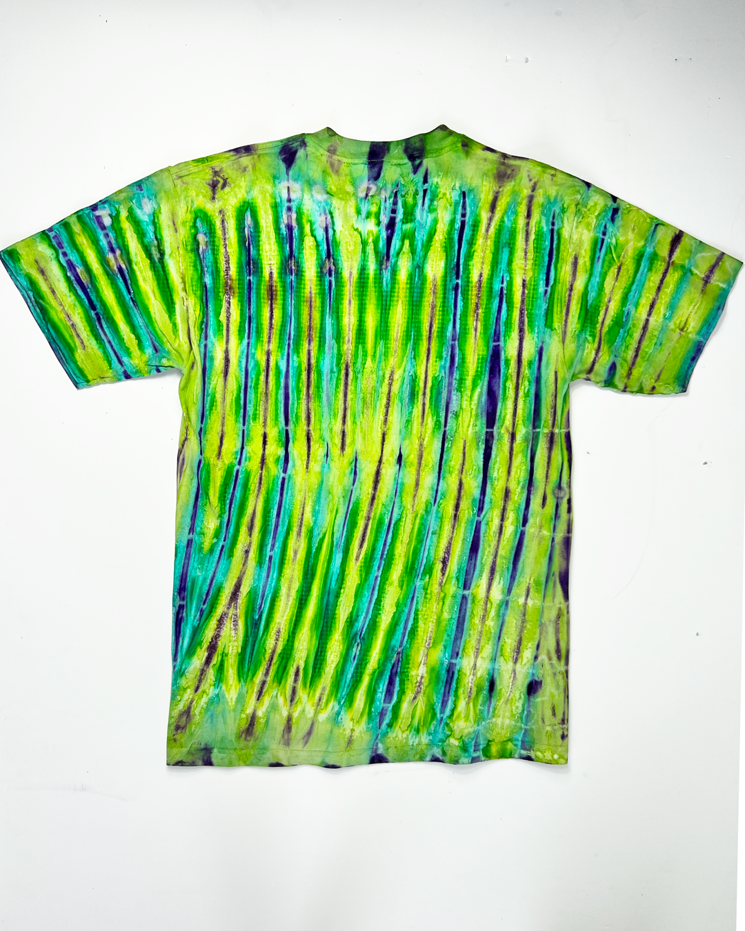 Vertical Neon & Purple Tie-Dye Vintage T-Shirt - Large