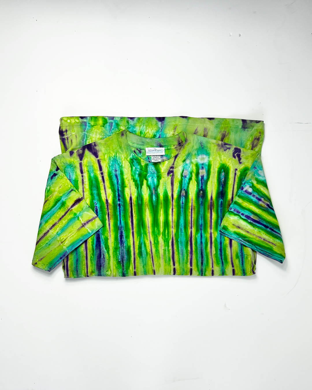 Vertical Neon & Purple Tie-Dye Vintage T-Shirt - Large