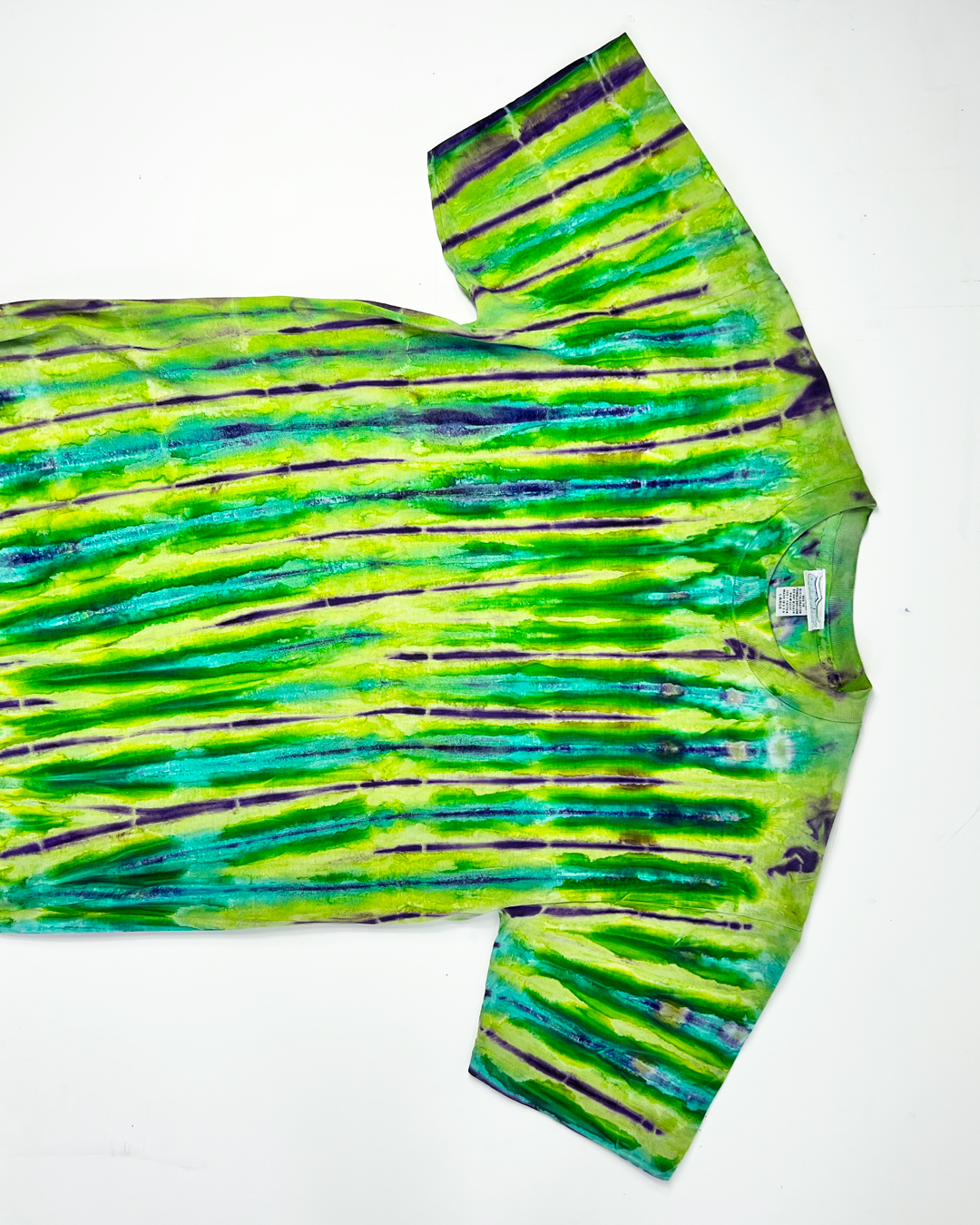 Vertical Neon & Purple Tie-Dye Vintage T-Shirt - Large
