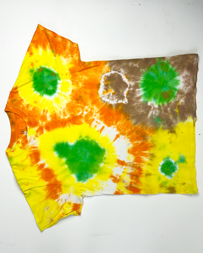 Bright Orange, Yellow & Green Tie-Dye T-Shirt - Large