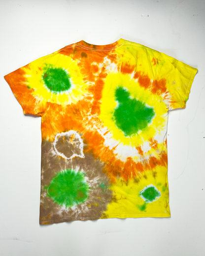 Bright Orange, Yellow & Green Tie-Dye T-Shirt - Large