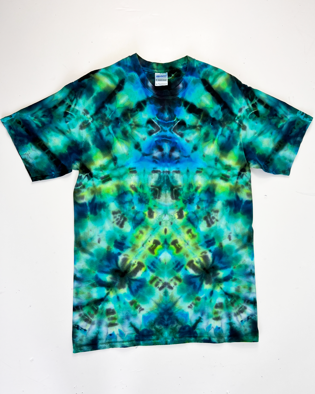 Blue & Green Short Sleeve Tie-Dye T-Shirt - Medium