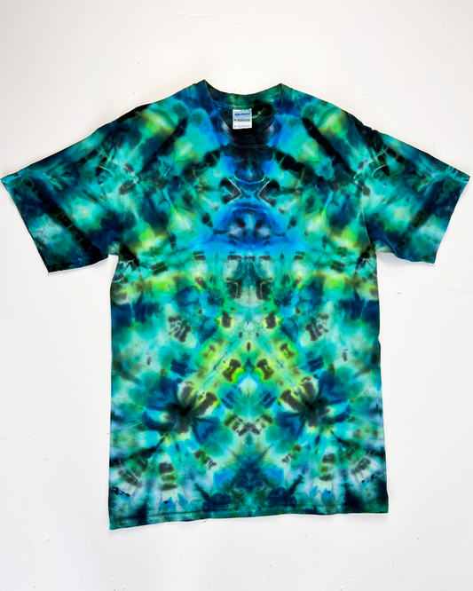 Blue & Green Short Sleeve Tie-Dye T-Shirt - Medium