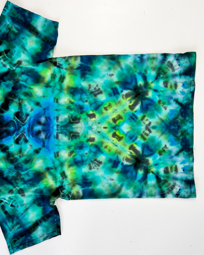 Blue & Green Short Sleeve Tie-Dye T-Shirt - Medium