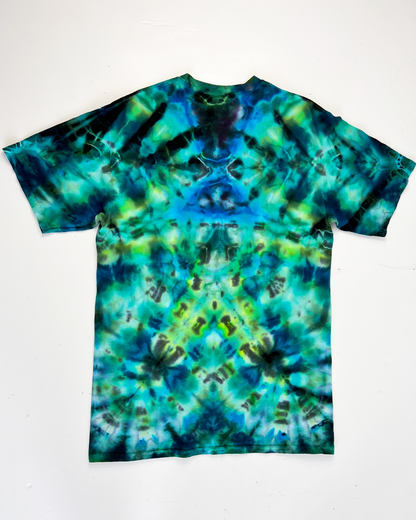 Blue & Green Short Sleeve Tie-Dye T-Shirt - Medium
