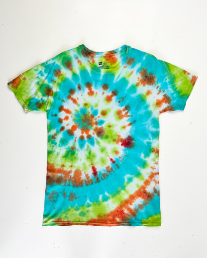 Turquoise & Lime Tie-Dye T-Shirt - Small