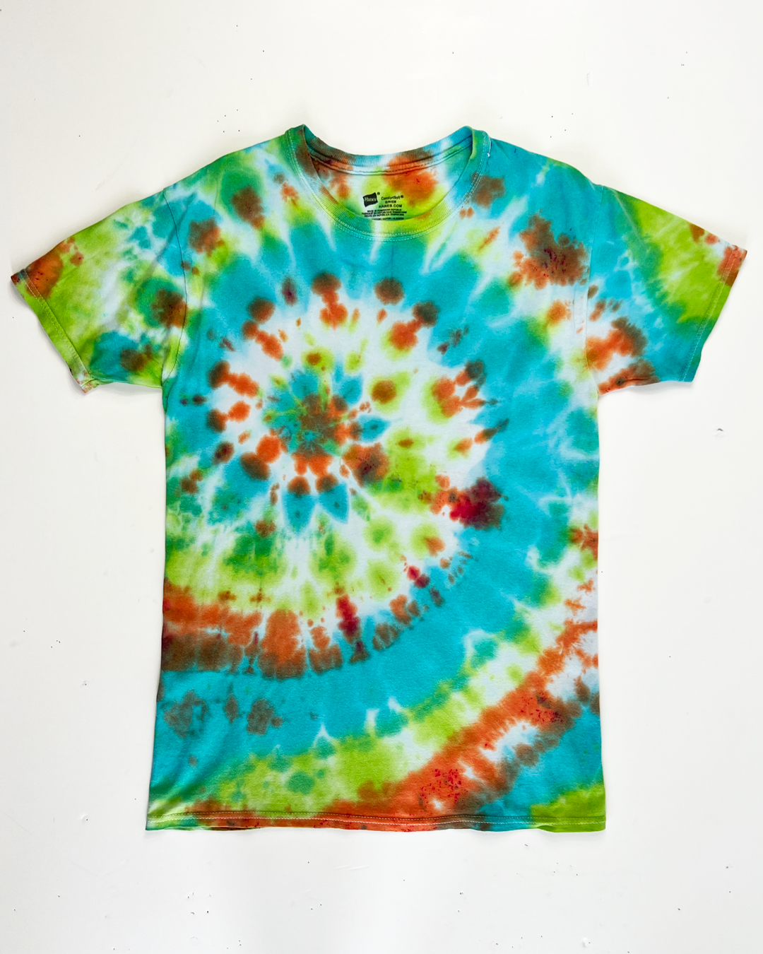 Turquoise & Lime Tie-Dye T-Shirt - Small