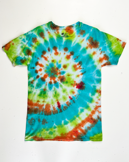 Turquoise & Lime Tie-Dye T-Shirt - Small