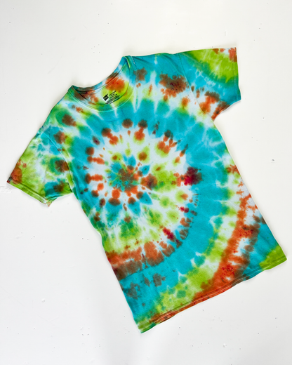Turquoise & Lime Tie-Dye T-Shirt - Small