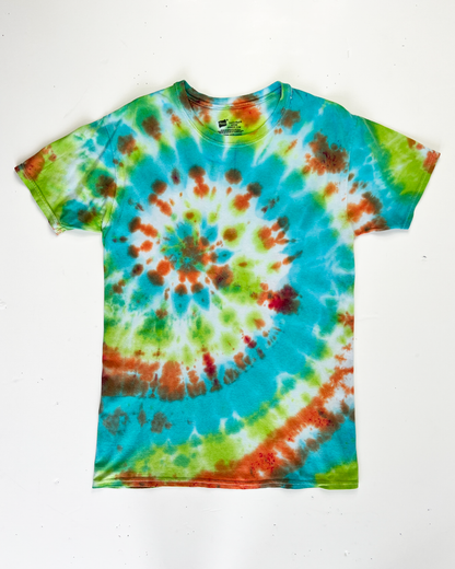 Turquoise & Lime Tie-Dye T-Shirt - Small