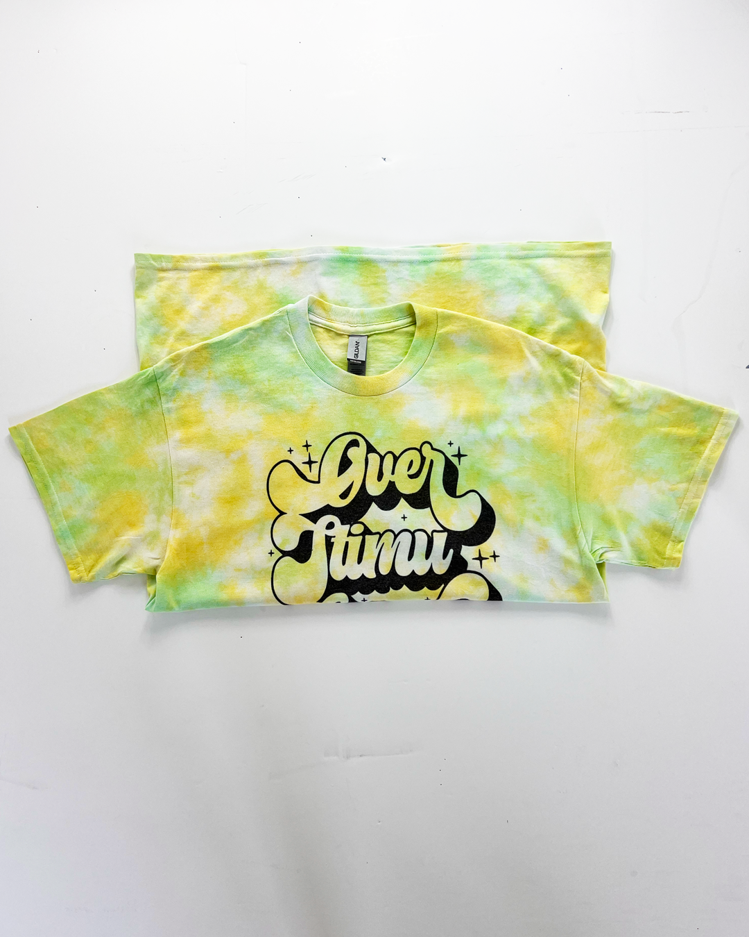 Overstimulated As A MF Slogan Tie-Dye T-Shirt - Medium