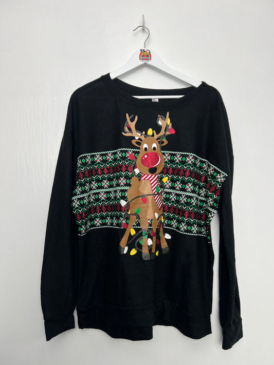 Rudolph Christmas Lights Christmas Long Sleeve Top - X Large - Satisfactory